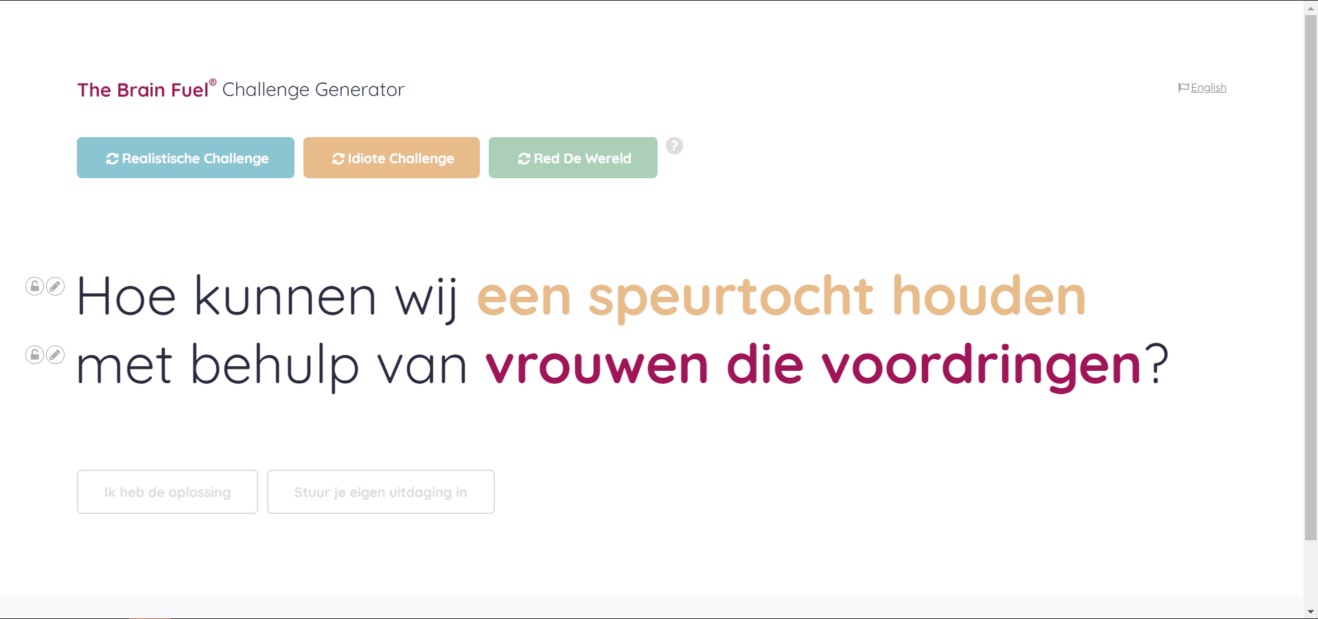 Voorbeeld van een uitdaging uit The Challenge Generator